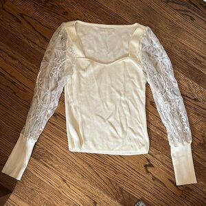Elegant Cream Lace Sleeve Top